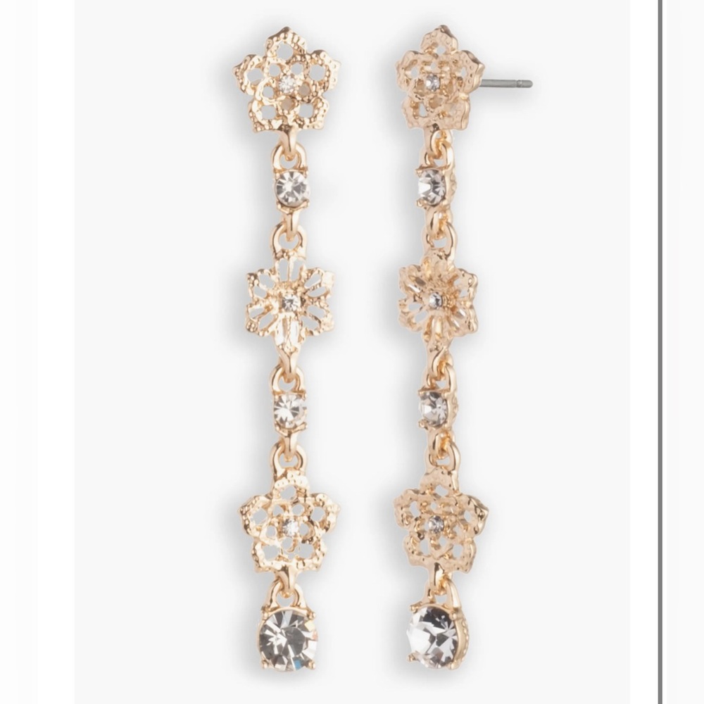 Marchesa Floral Linear Drop Earrings